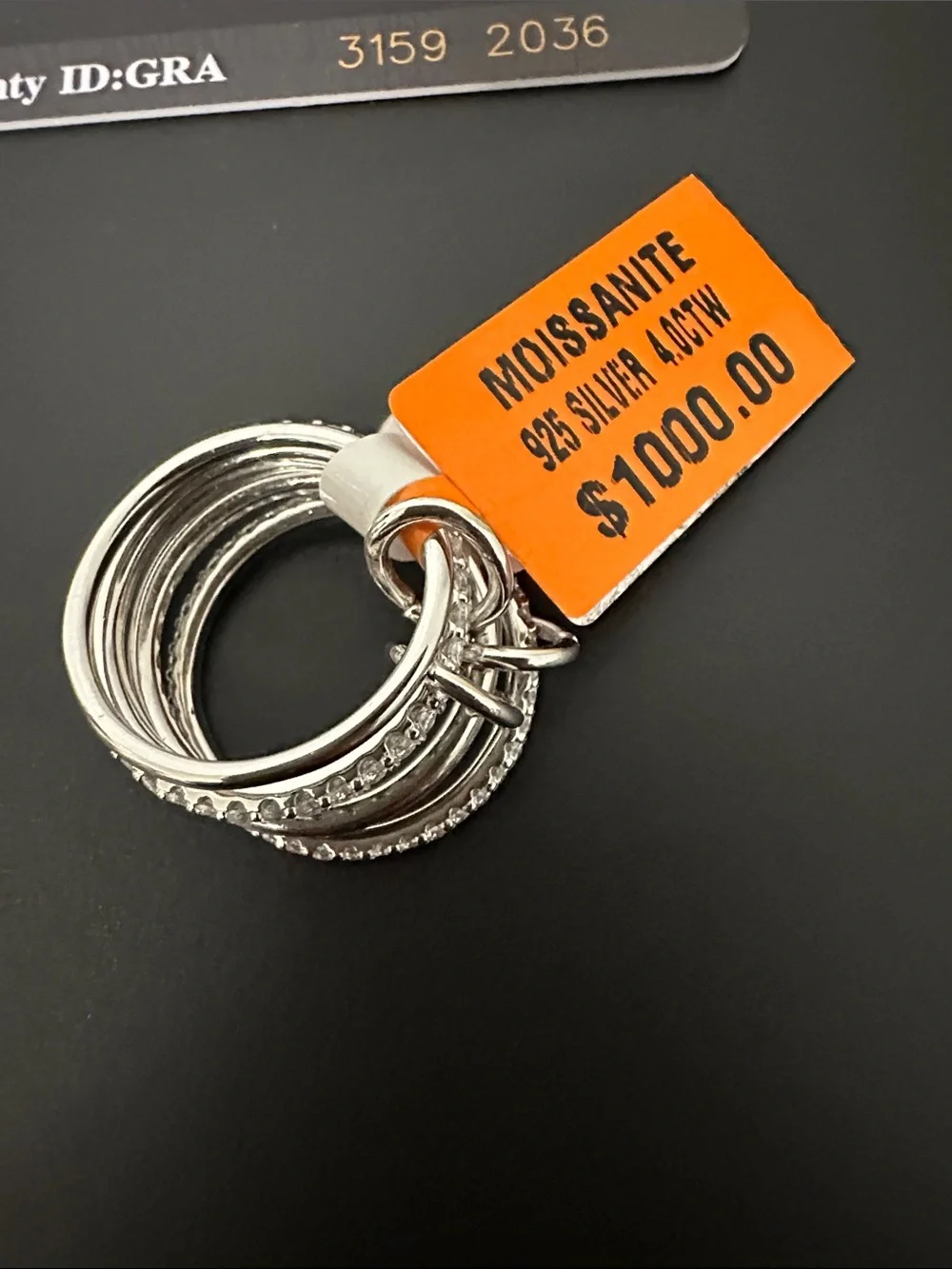 GRA Cert Moissanite 925 Silver 4.0ctw VVS D Pavé Ring. 4 Rings Looped - Picture 8 of 13